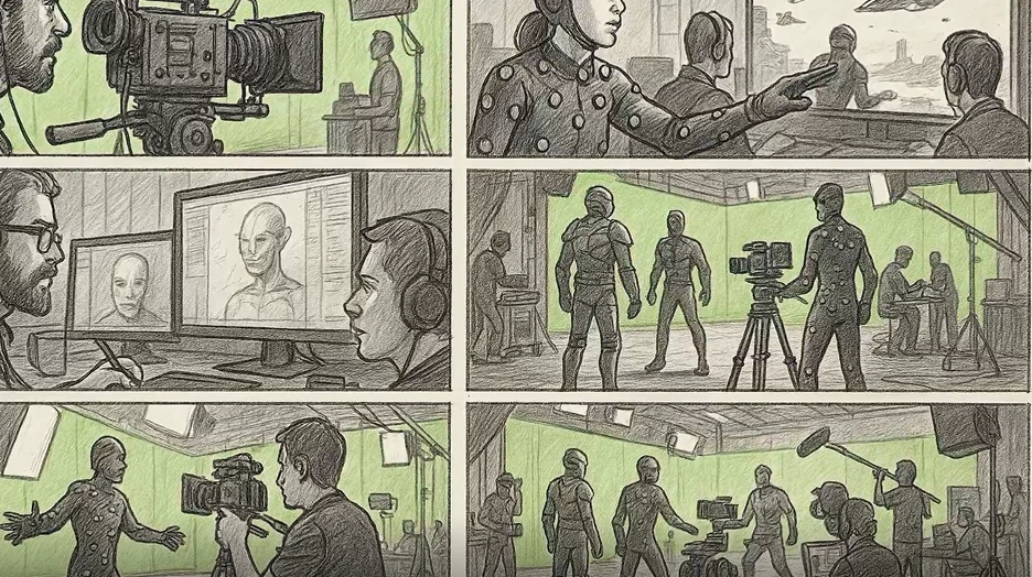 A group of images of people in a room
