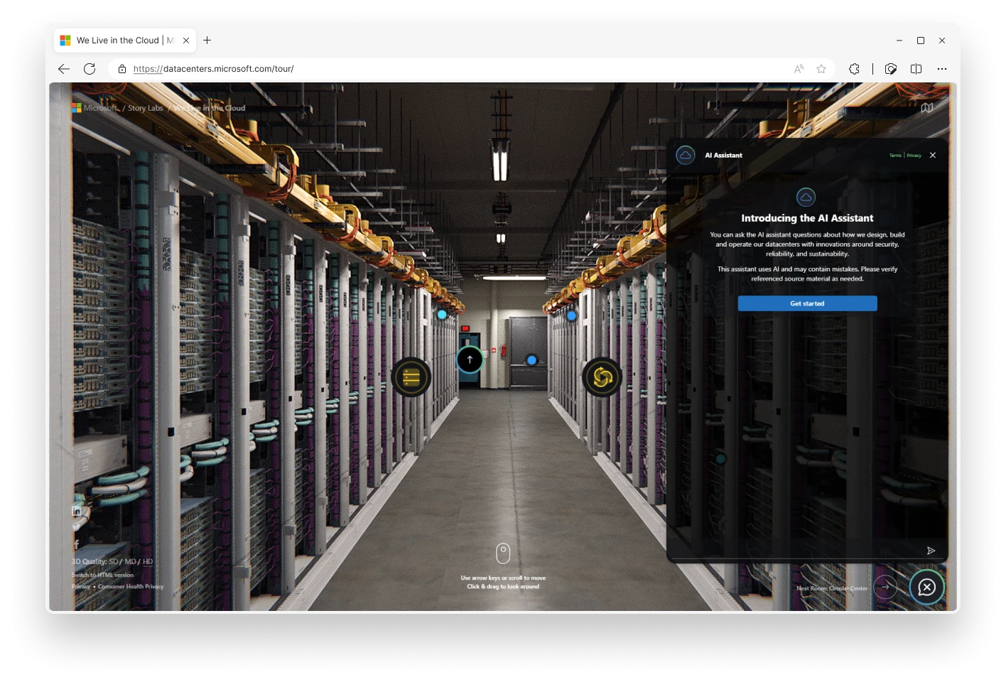 A computer screen shot of a server room