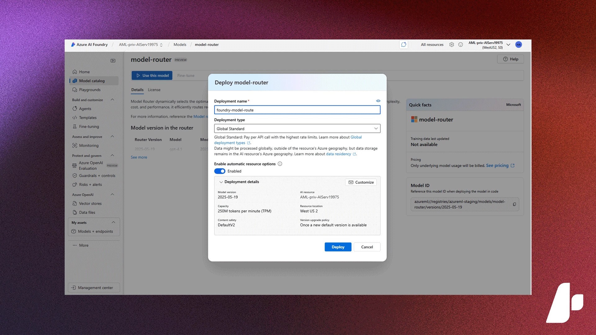 Model router in Azure AI Foundry. 